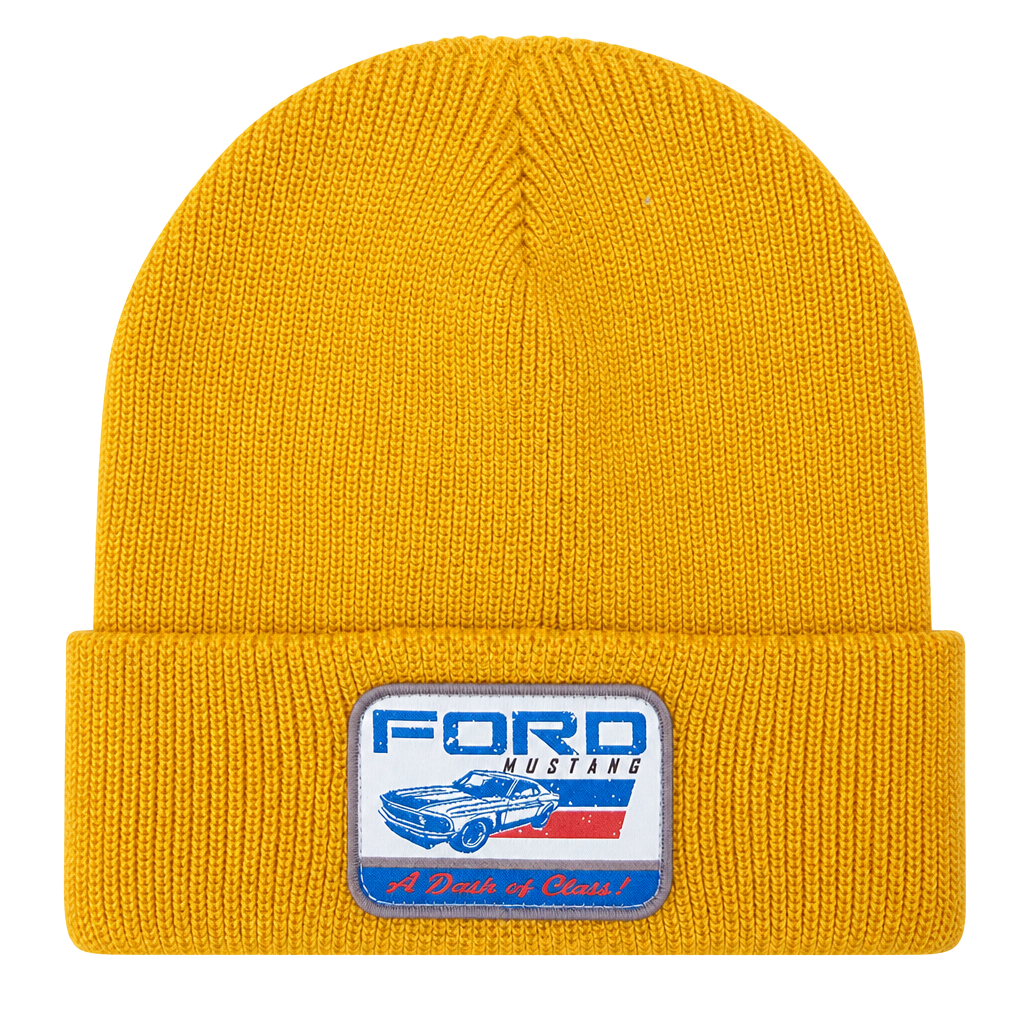 Ford Mustang Beanie Hat with 'A Dash of Class!' Patch 1