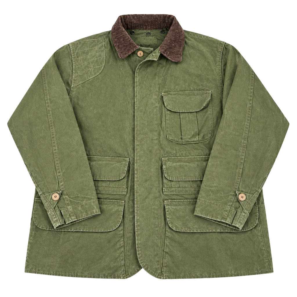 VTG 40s Hinson Bodyguard Hunting Jacket 44 Canvas Ammo Game Pocket Corduroy 1