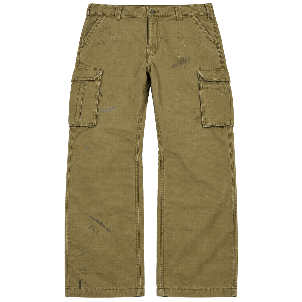 Heavy Distressed Carhartt Force Relaxed Fit Cargo Pants Size 34x32 Brown 1