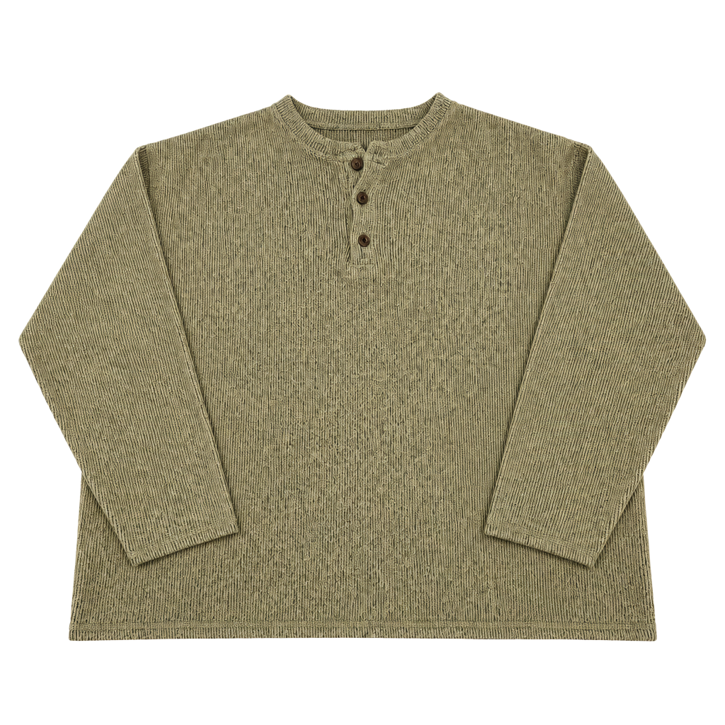 Vintage Straight Down Henley Sweater Size XL Tan Long Sleeve Cotton USA 1