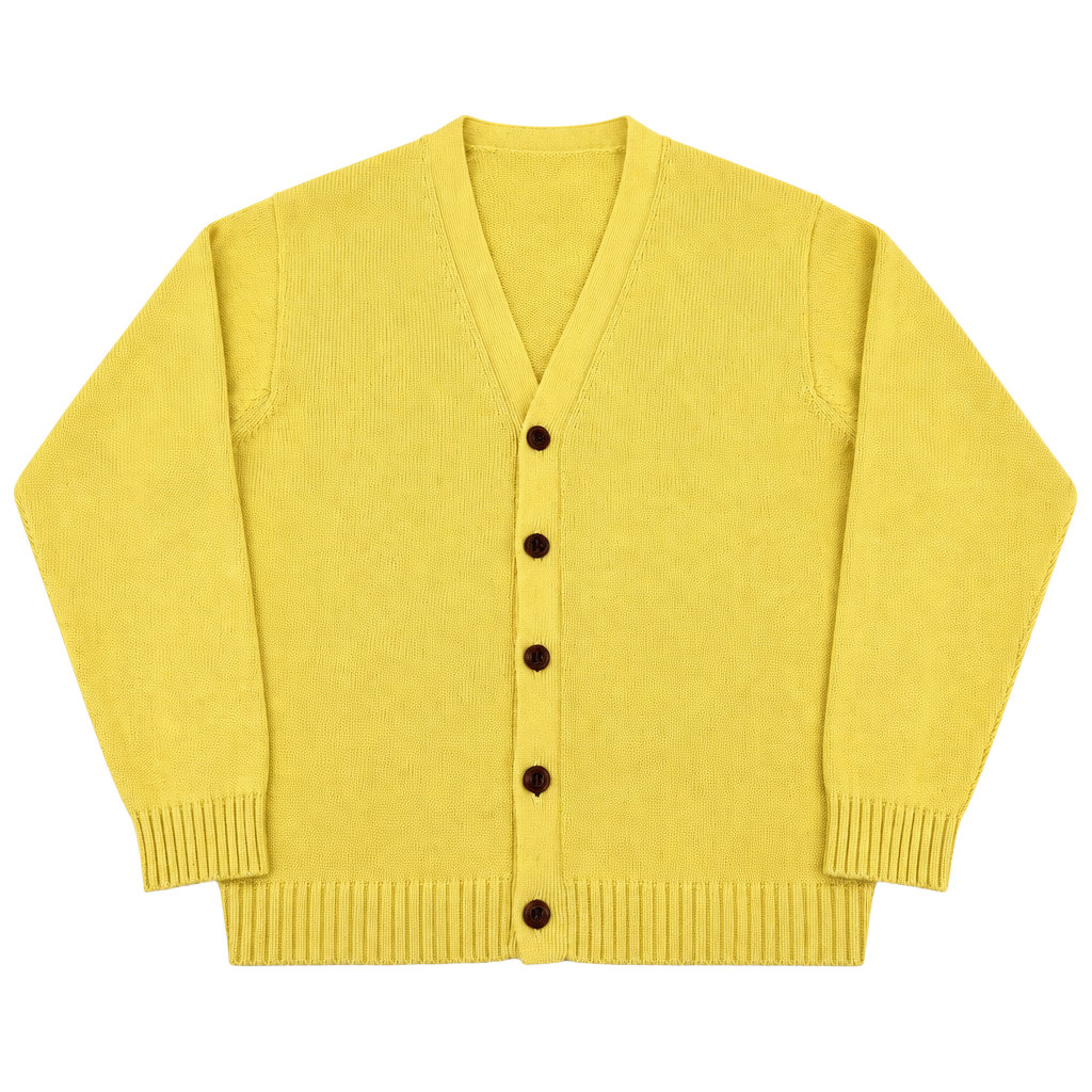 L.L. Bean Cotton V-Neck Cardigan Sweater Men's Size LG-REG Yellow 1
