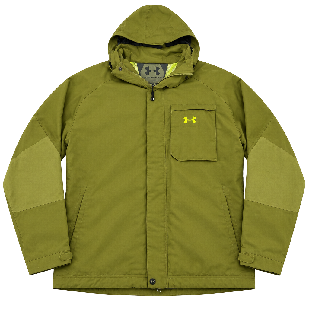 Under Armour Performance Hooded Jacket Olive Green Nylon Gorpcore size XXL 1