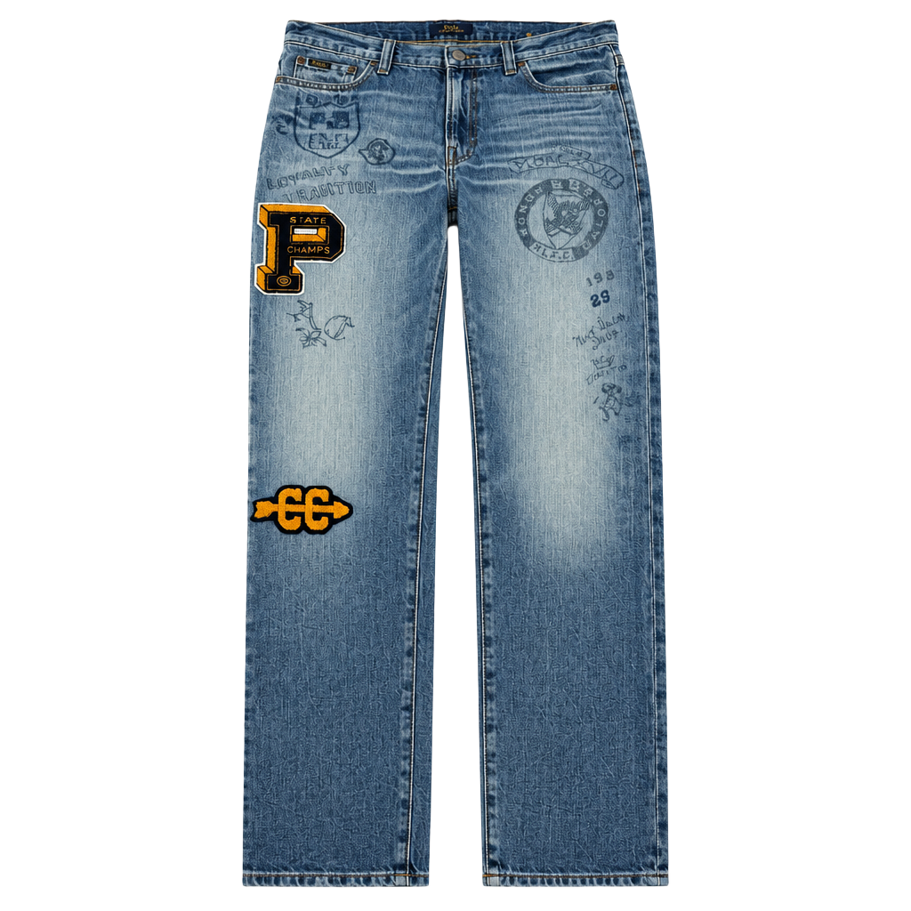Y2K Polo Ralph Lauren Sullivan Slim Varsity Patch Graphic Jeans Y2K Denim 1
