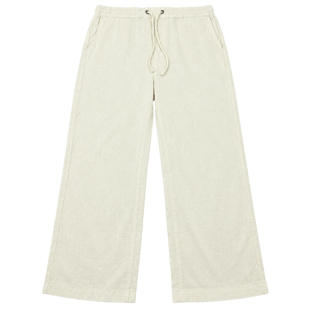 Per Se Linen Blend Drawstring Pants Size L White Wide Leg 1