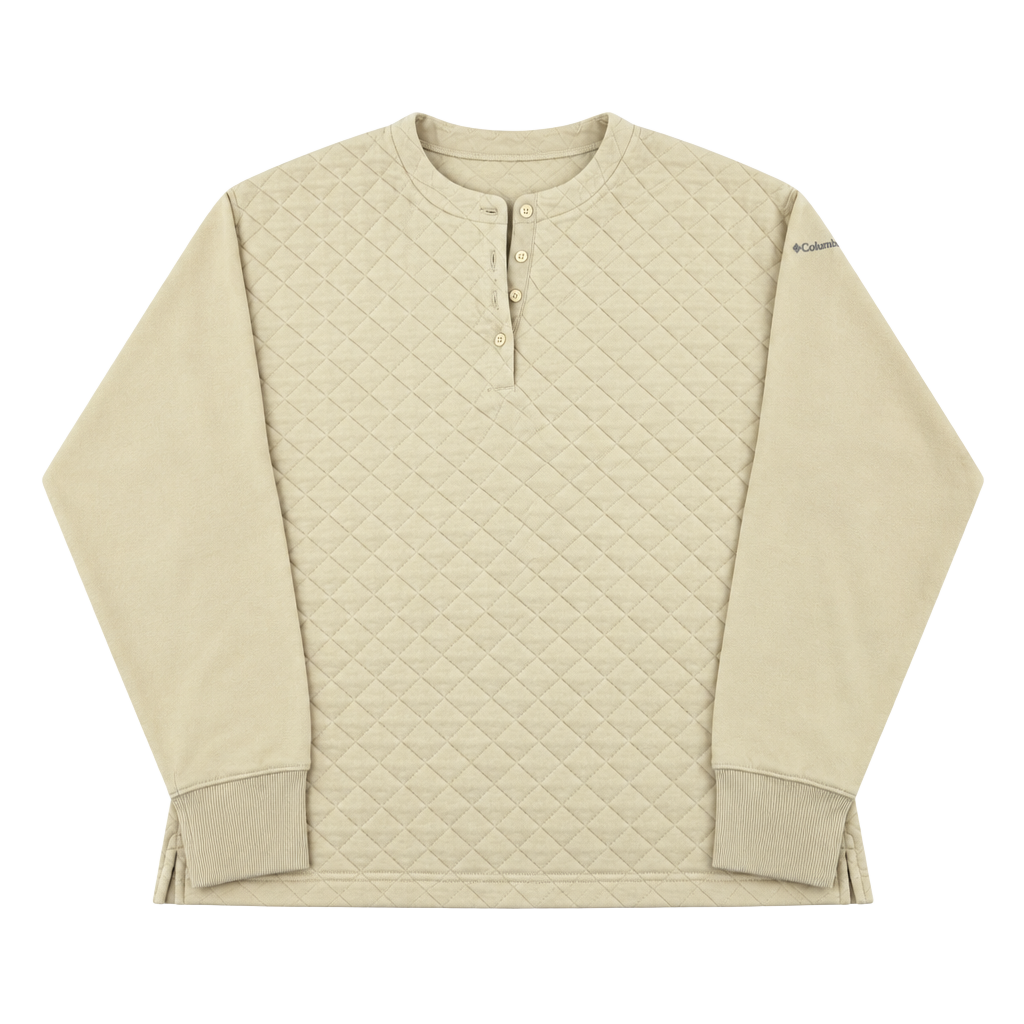 Columbia Hart Mountain Quilted Crew Size M Tan Pullover 1