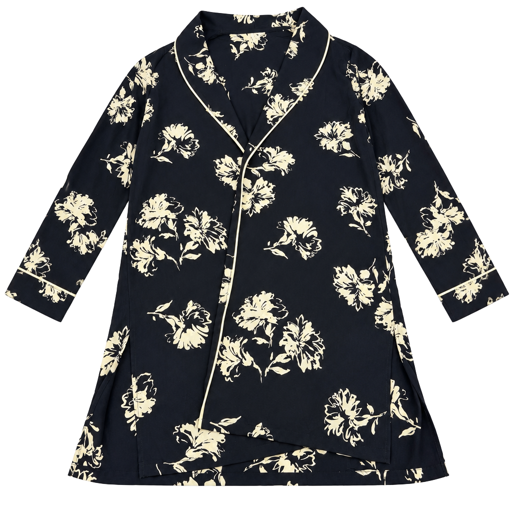 Treasure & Bond Floral Kimono Robe Size XS/S Black Ivory 1