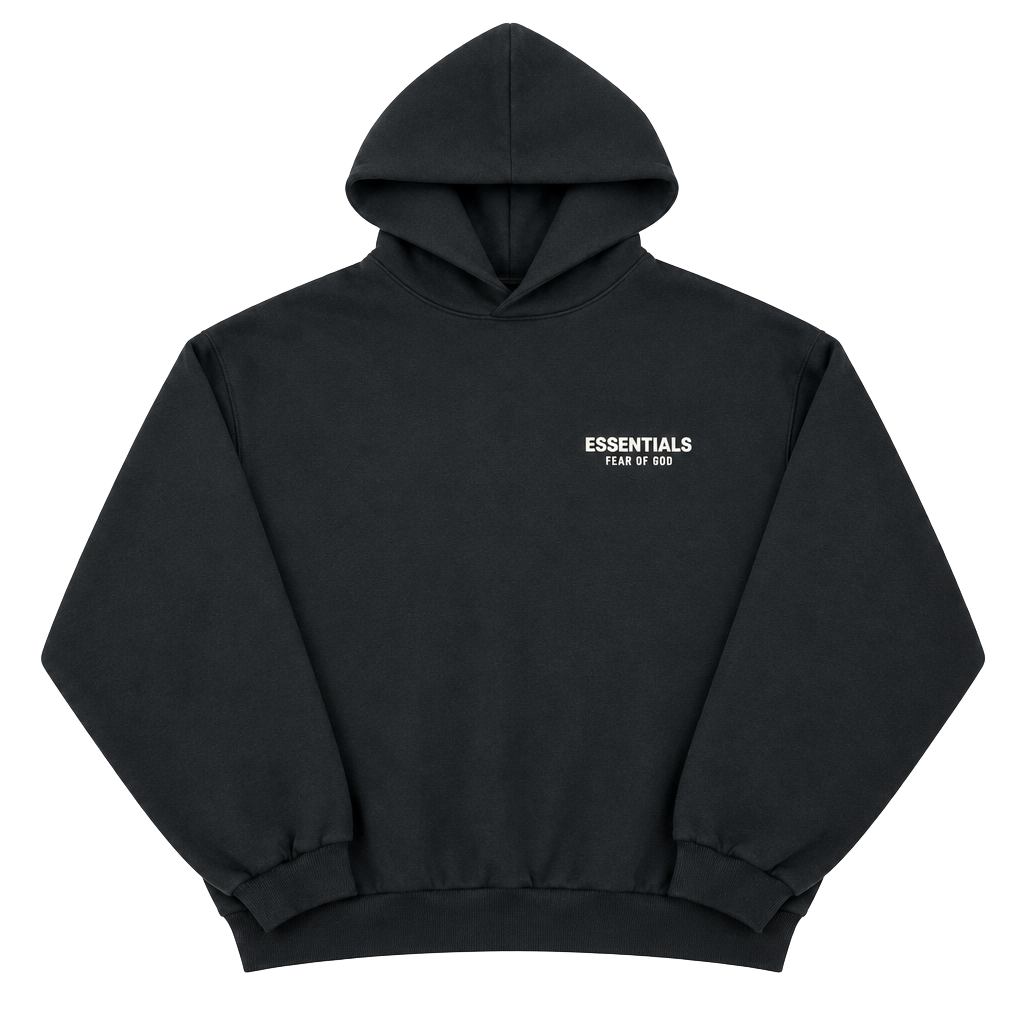 Fear Of God Essentials Hoodie Size M Black Fleece Logo Sweatshirt 1