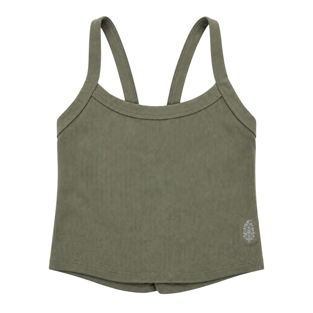 Free People Movement Crop Top Sage Green Ribbed Active Tank Top 1