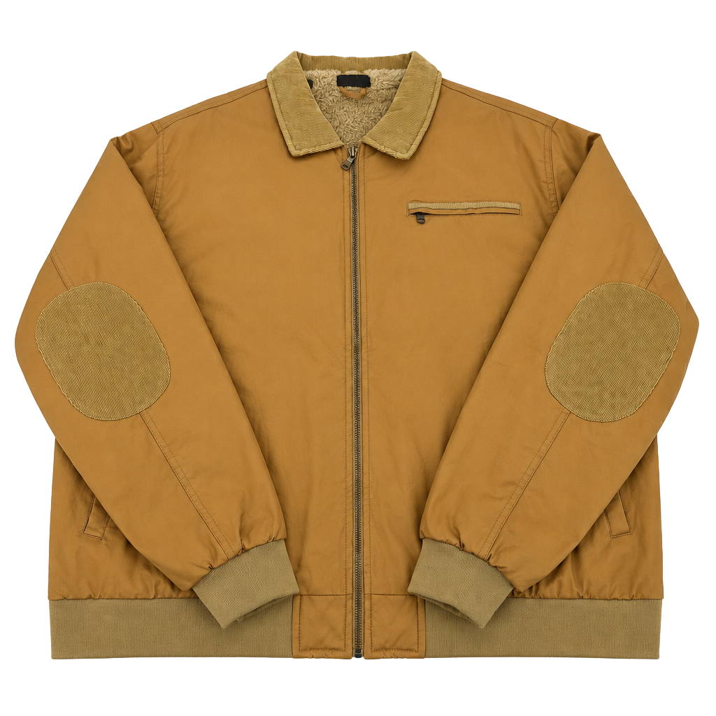 Brown Bomber Workwear Jacket US/2XL Faux Shearling Corduroy Collar 1