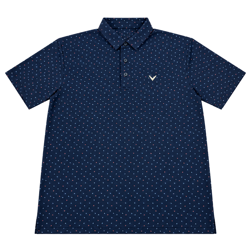 Callaway Opti-Dri Golf Polo Shirt Size M Navy Blue Chevron Print 1