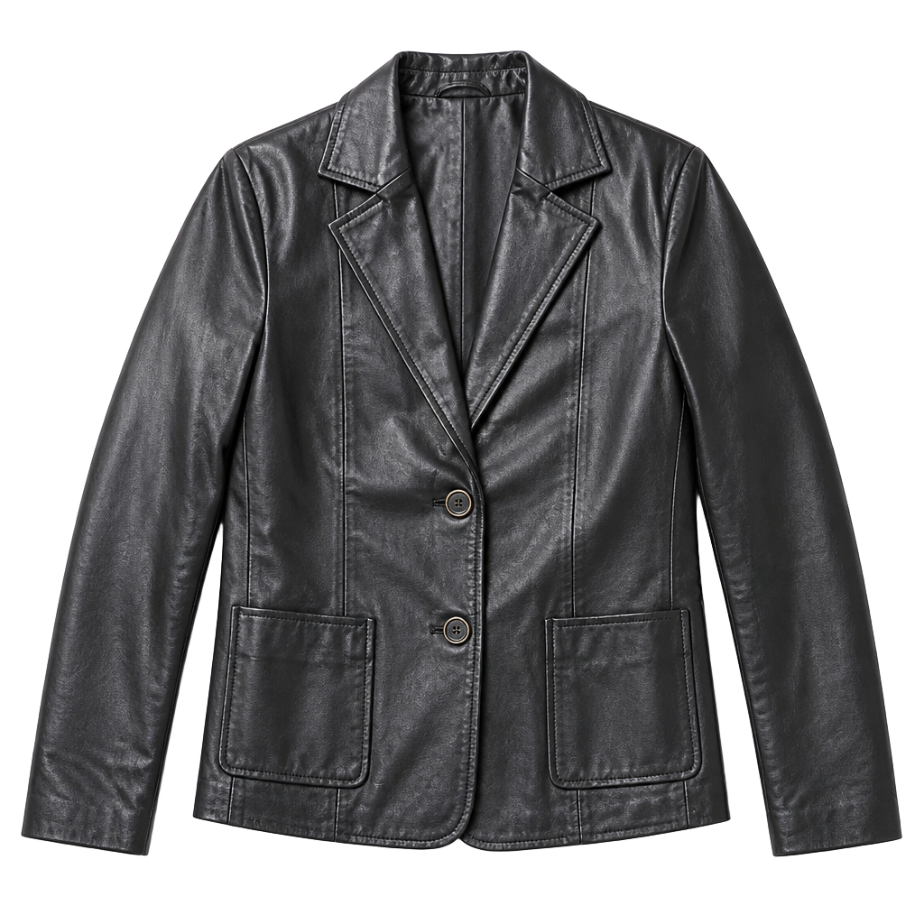 Uniform John Paul Richard Women's Genuine Leather Two-Button Blazer Jacket 1