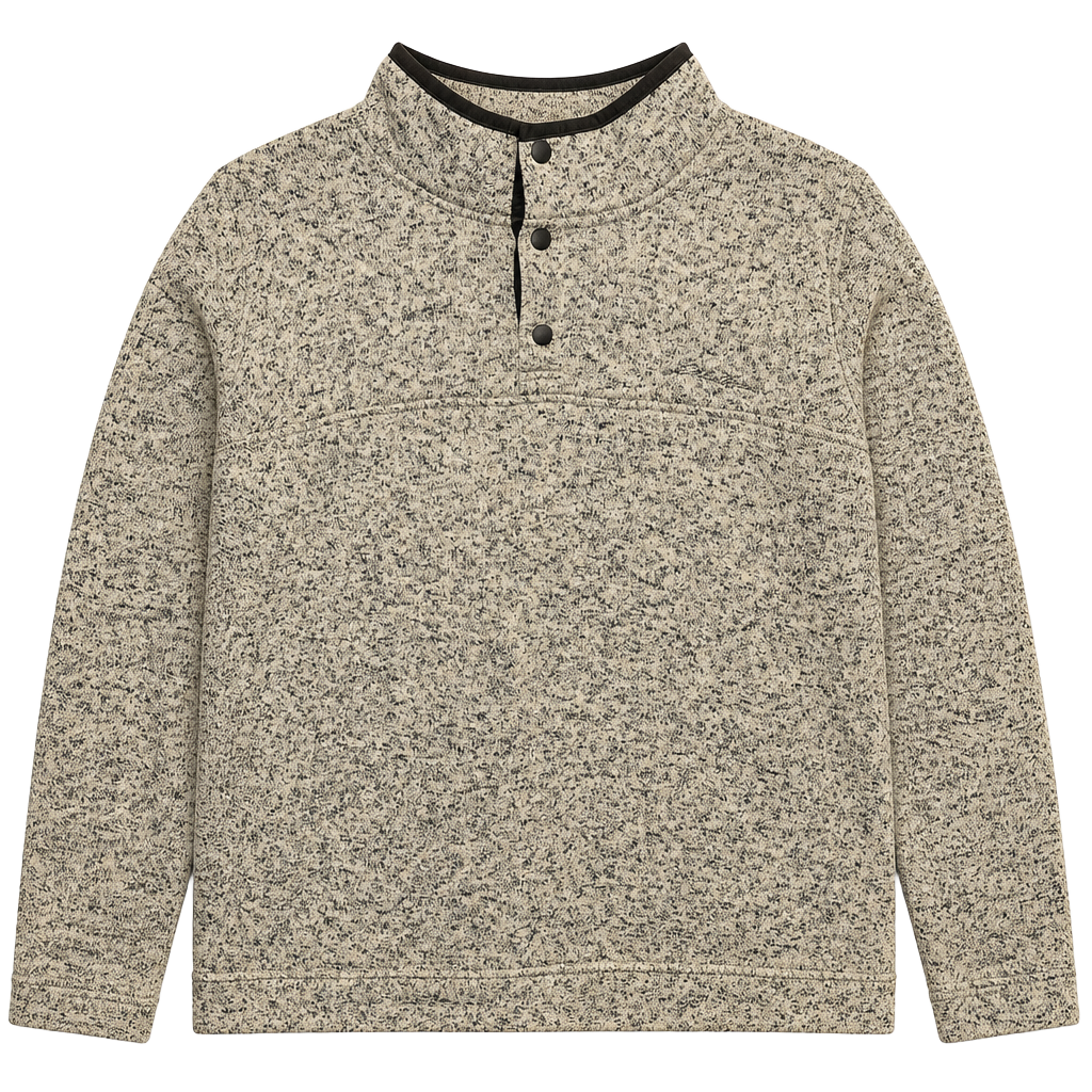 Eddie Bauer Mens 2XL Radiator Fleece Snap Mock Neck Pullover Gray Marled 1