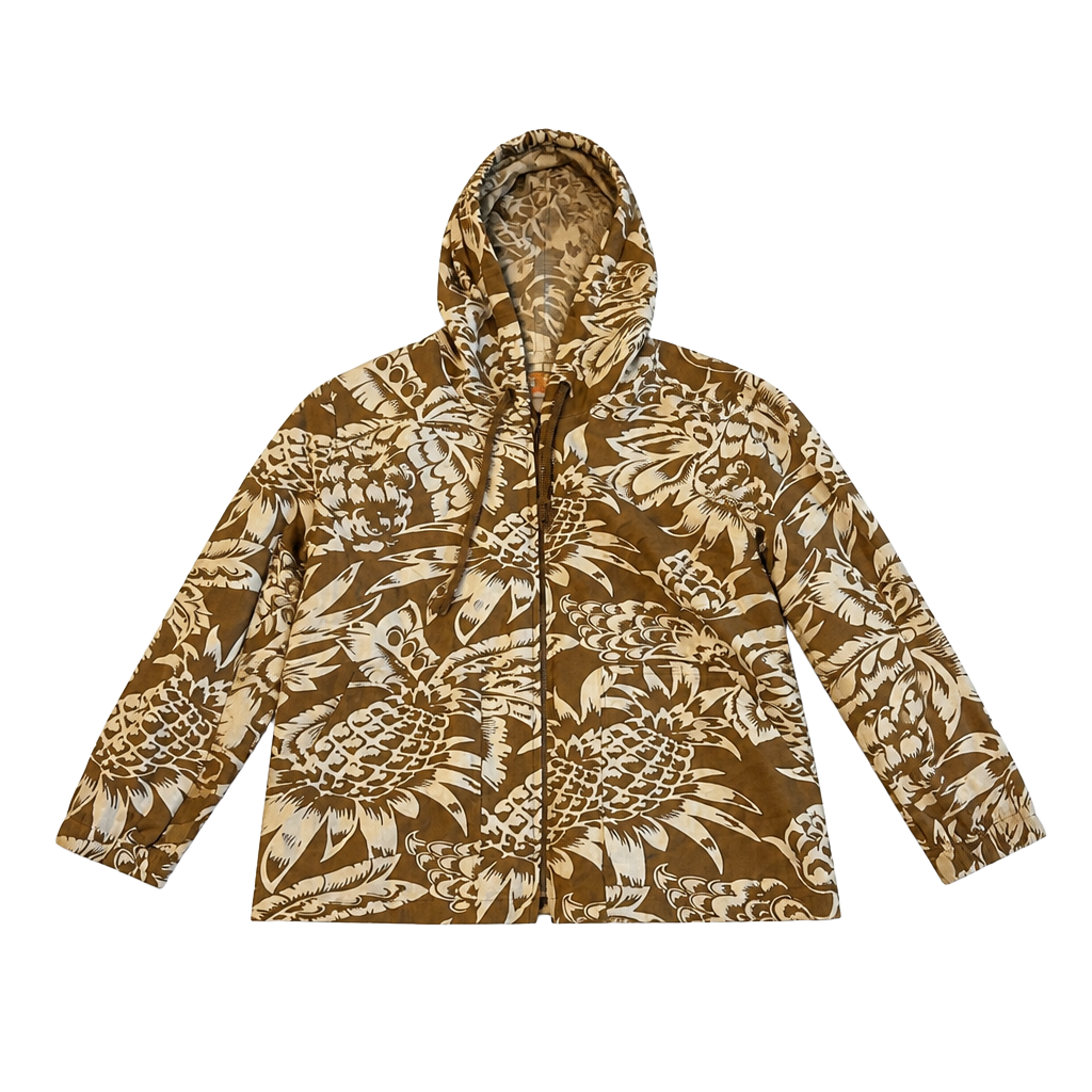 Pre loved Tommy Bahama Brown Hawaiian Tropical zip up women’s medium 1