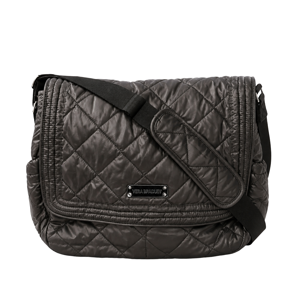 Vera Bradley Black Nylon Quilted Messenger 1
