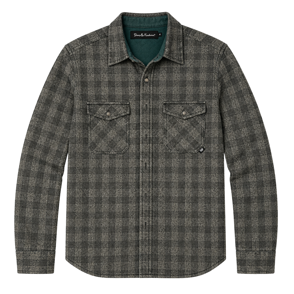 Deus Ex Machina Men's Plaid Button-Up Long Sleeve Shirt Jacket 1