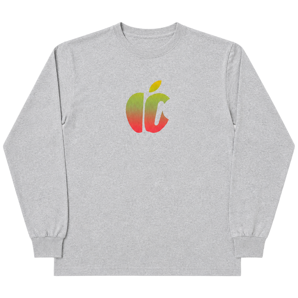 Vintage 00s Apple Gray Long Sleeve T-Shirt with Gradient Apple Logo Size XXL 1