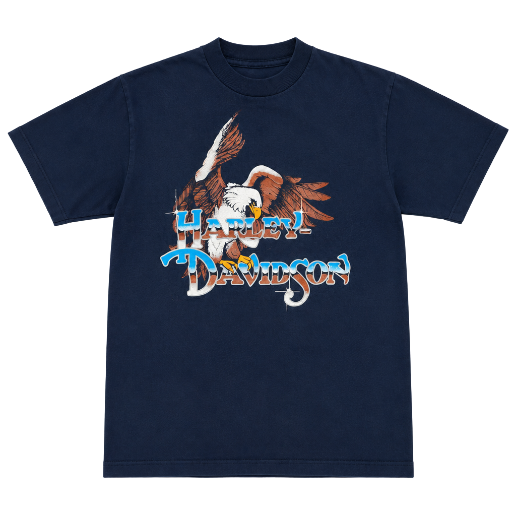 Crazy Rare Vintage 80s Harley-Davidson Eagle Graphic Black T-Shirt M 1