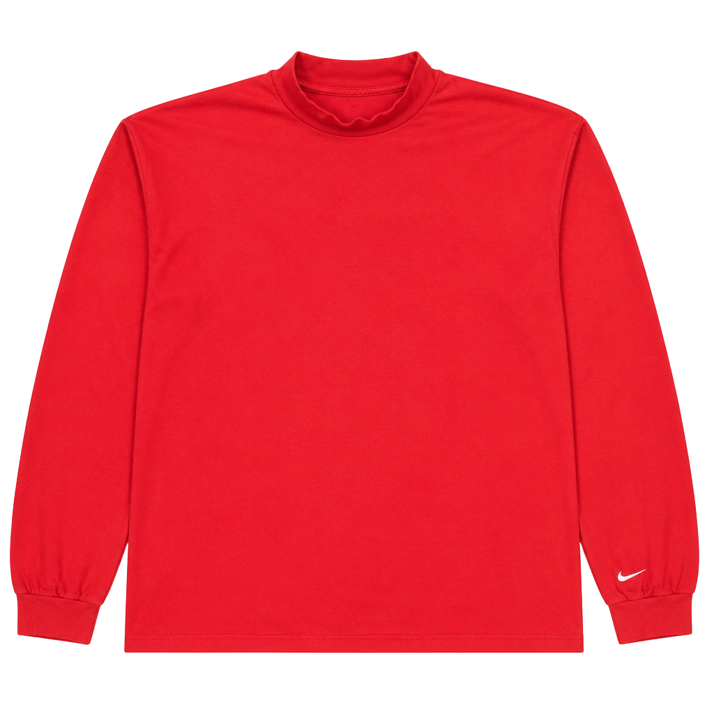 Vintage 90s Nike Mock Neck Long Sleeve T-Shirt Red Made In USA 1