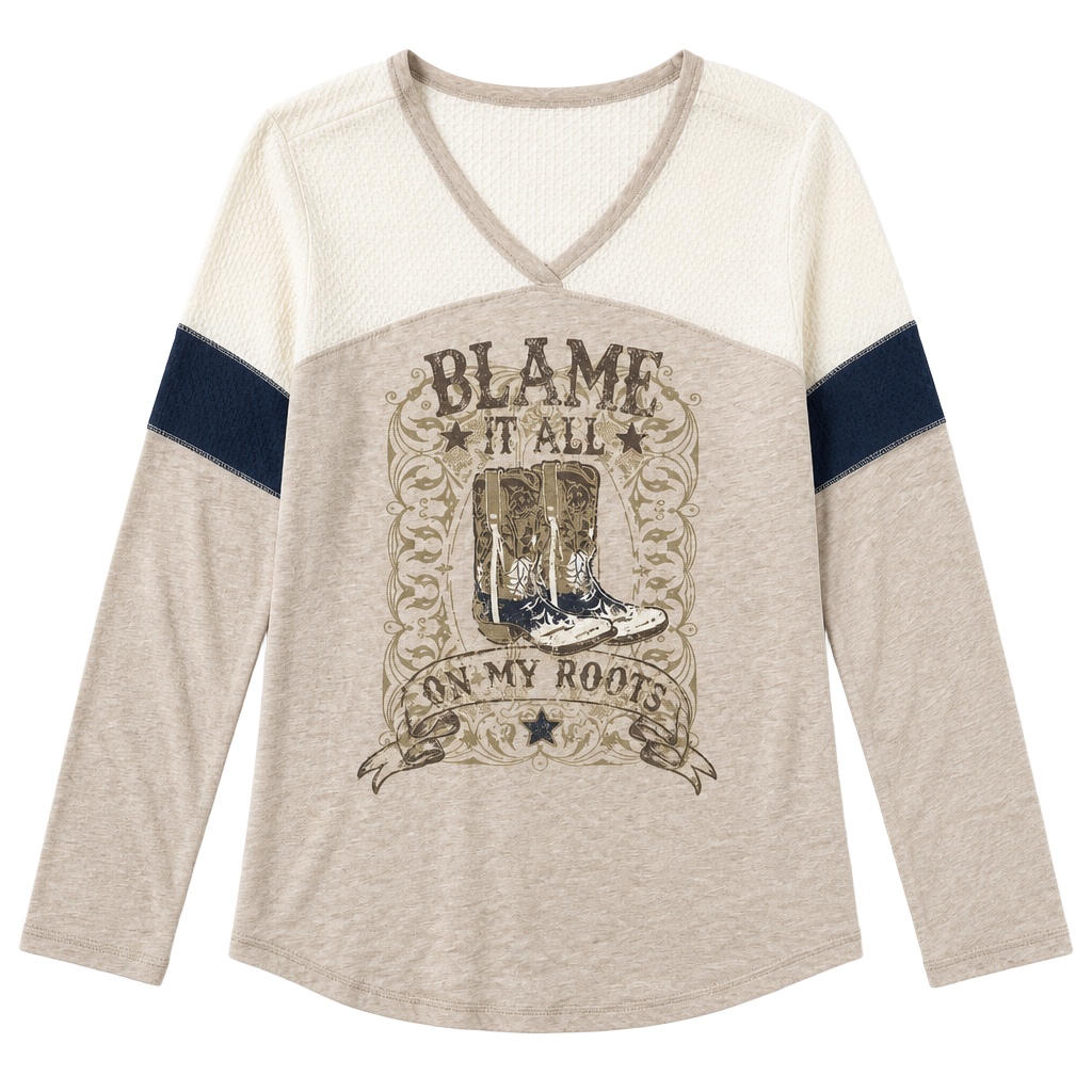 Sable Sky Blame It All On My Roots Graphic Long Sleeve Top Size L 1