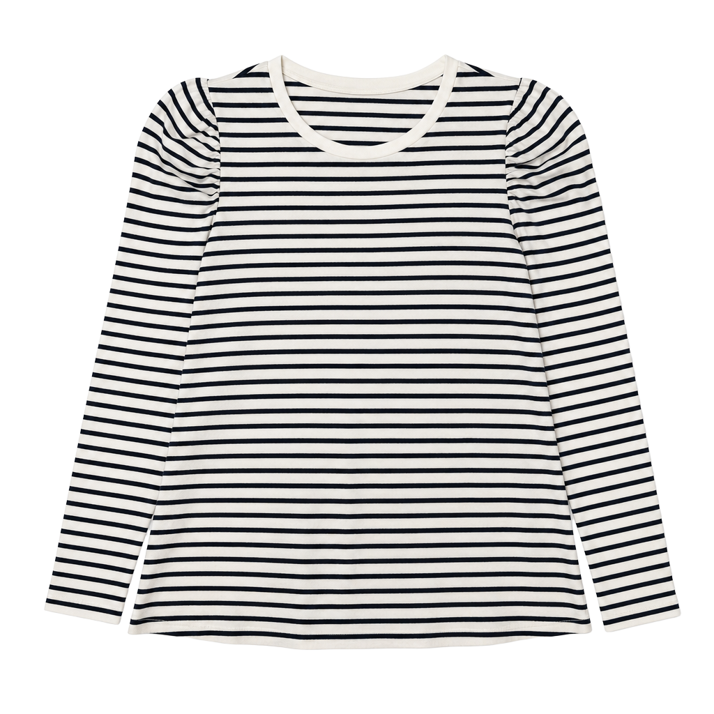 Pomander Place Striped Puff Sleeve Long Sleeve Top, Size L 1