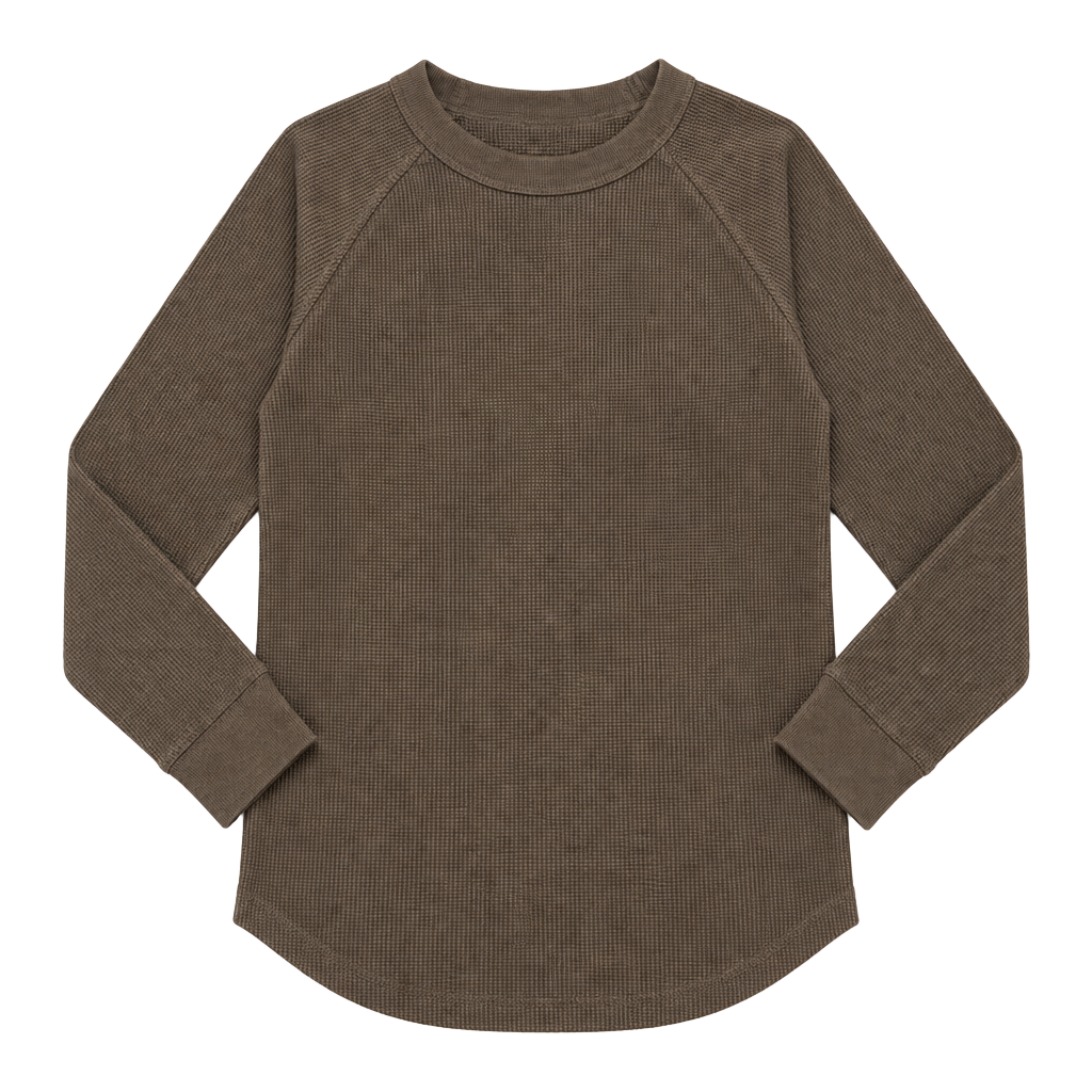 Mossimo Supply Thermal Long Sleeve Shirt Size S Brown Waffle Knit 1