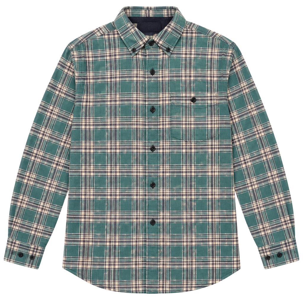 L.L. Bean Plaid Flannel Shirt S-Reg Blue Teal Cotton Long Sleeve 1
