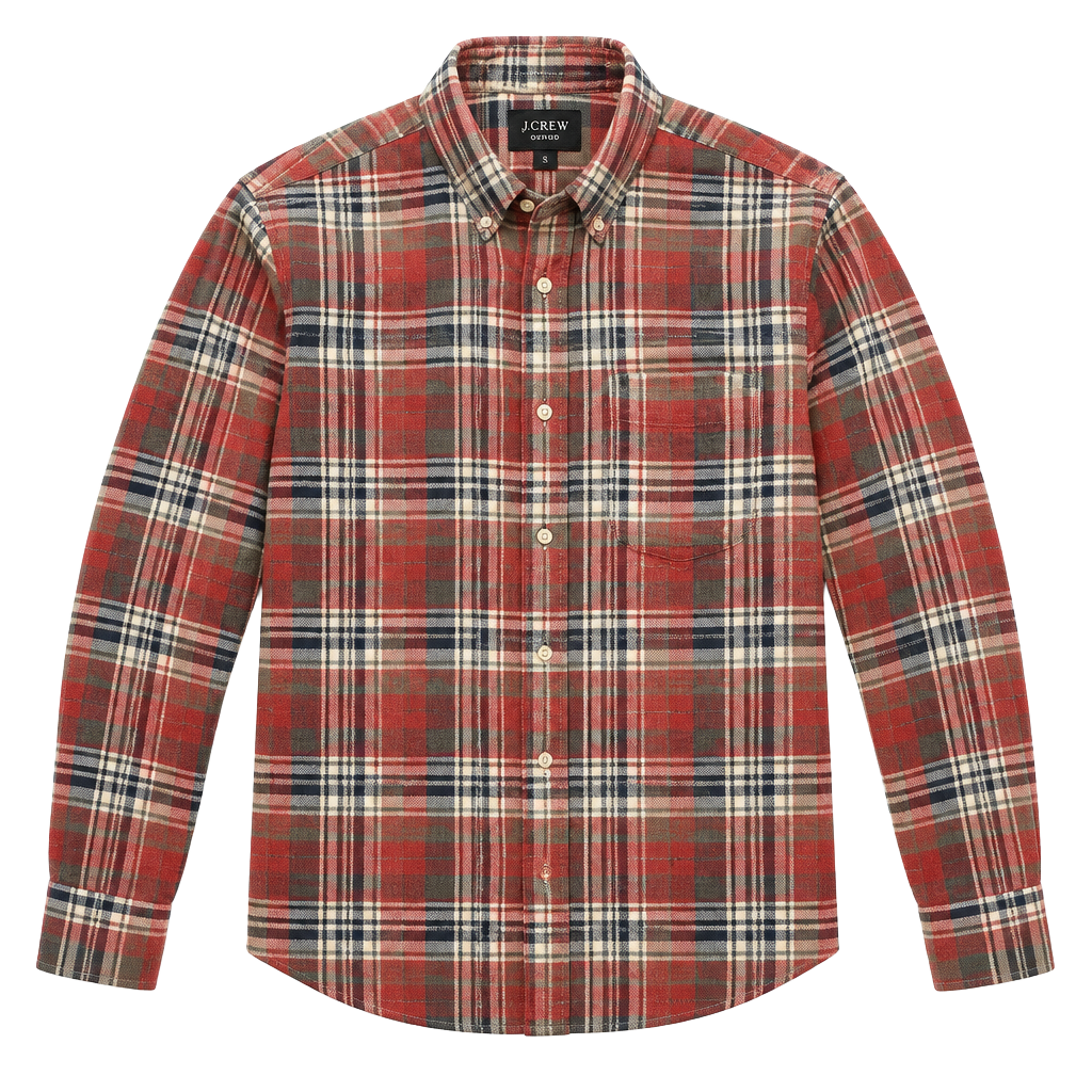J.Crew Oxford Plaid Shirt Size S Slim Red Green 1