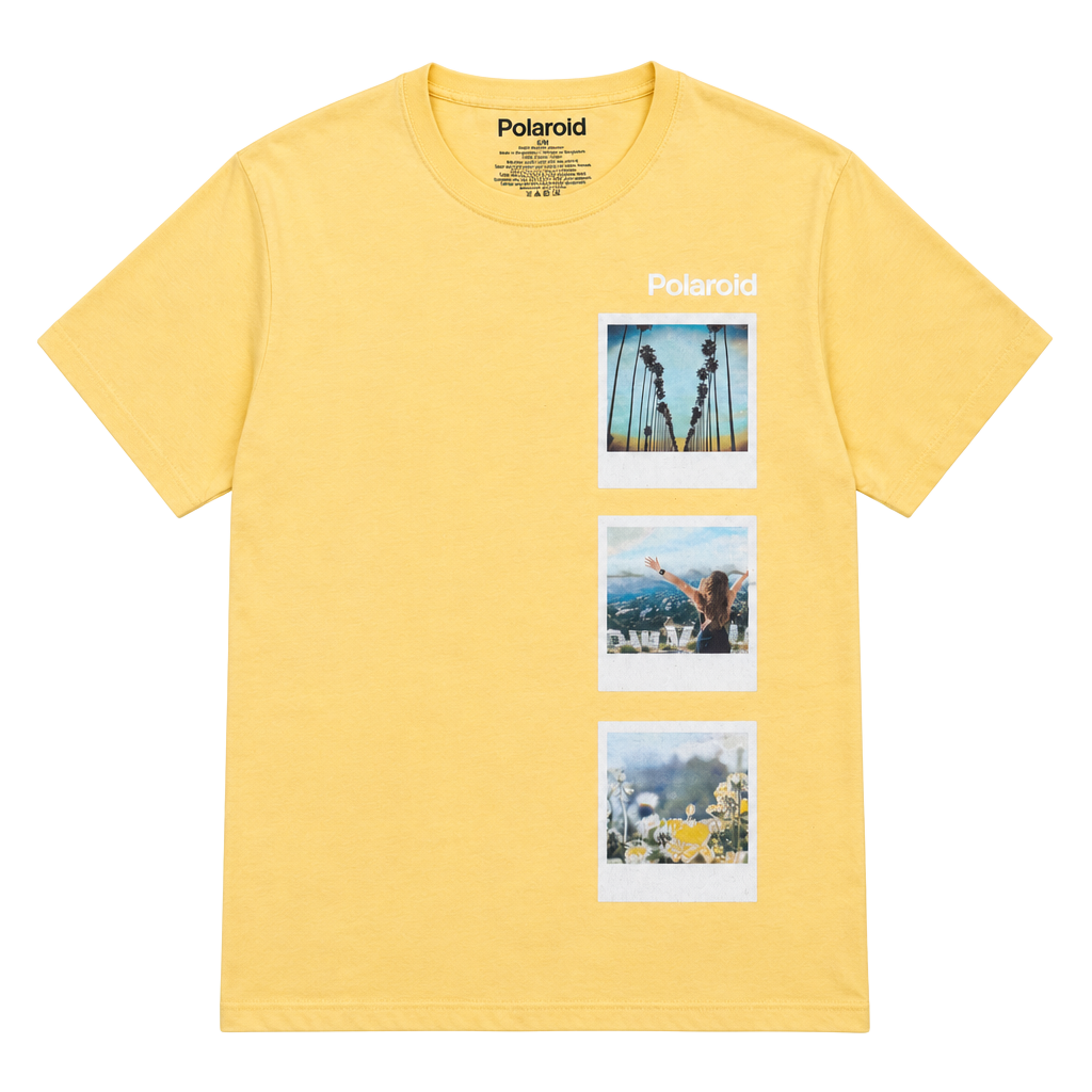 Polaroid T-Shirt Size S/M Yellow Graphic Tee 1