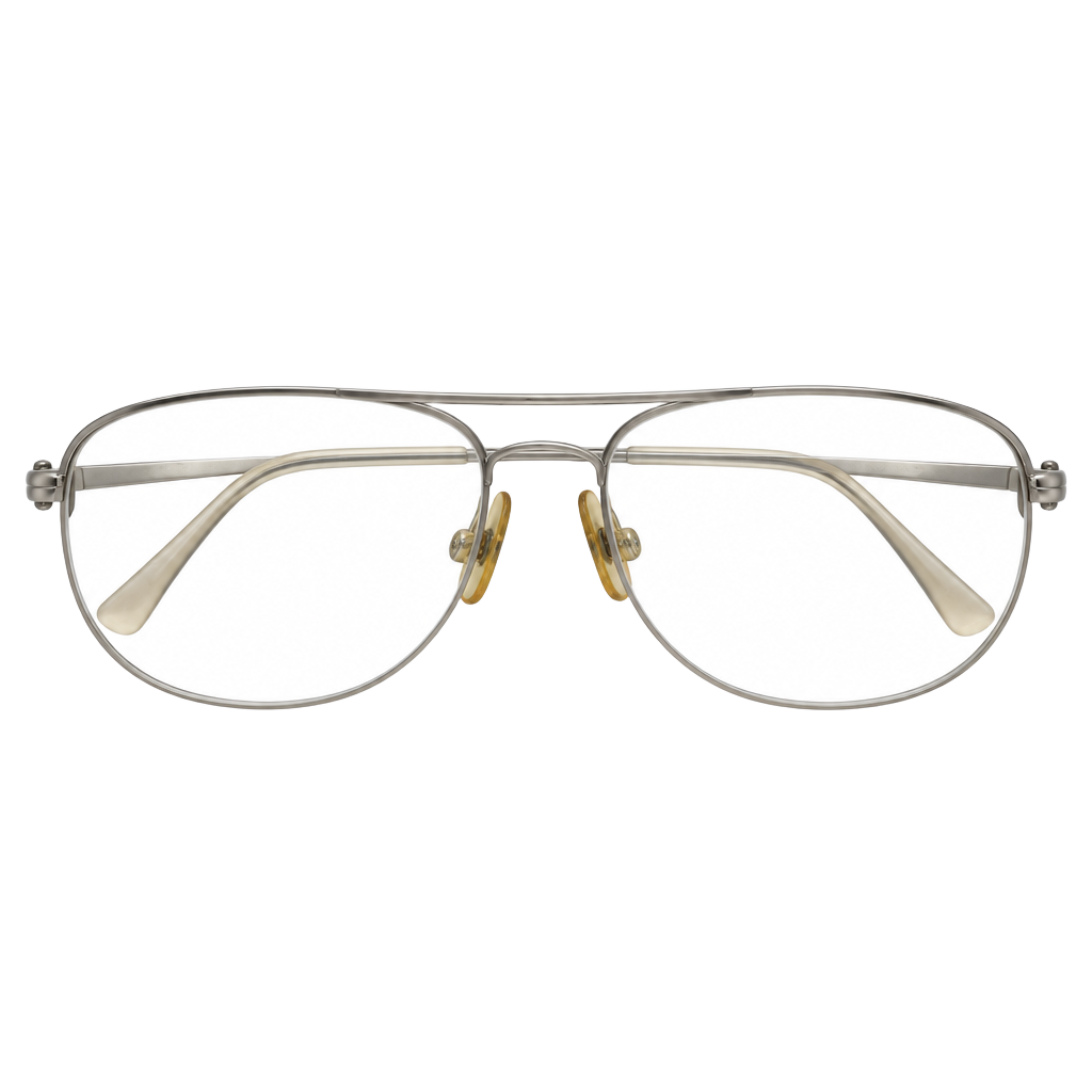 JM Oxford Sterling Optical Aviator Eyeglasses 54-23 Silver Metal Frame vintage 1