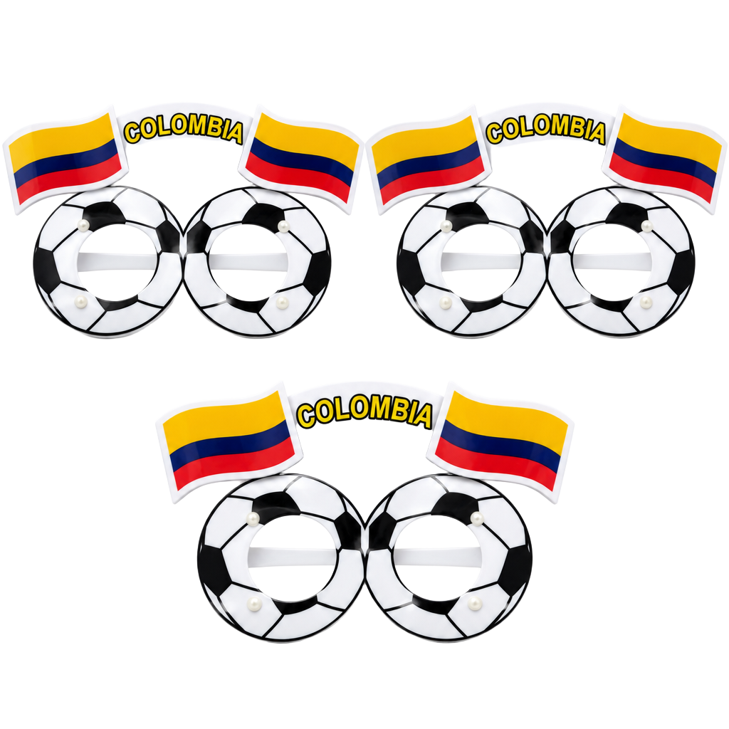 Colombia Soccer Fan Novelty Glasses - Set of 1 1
