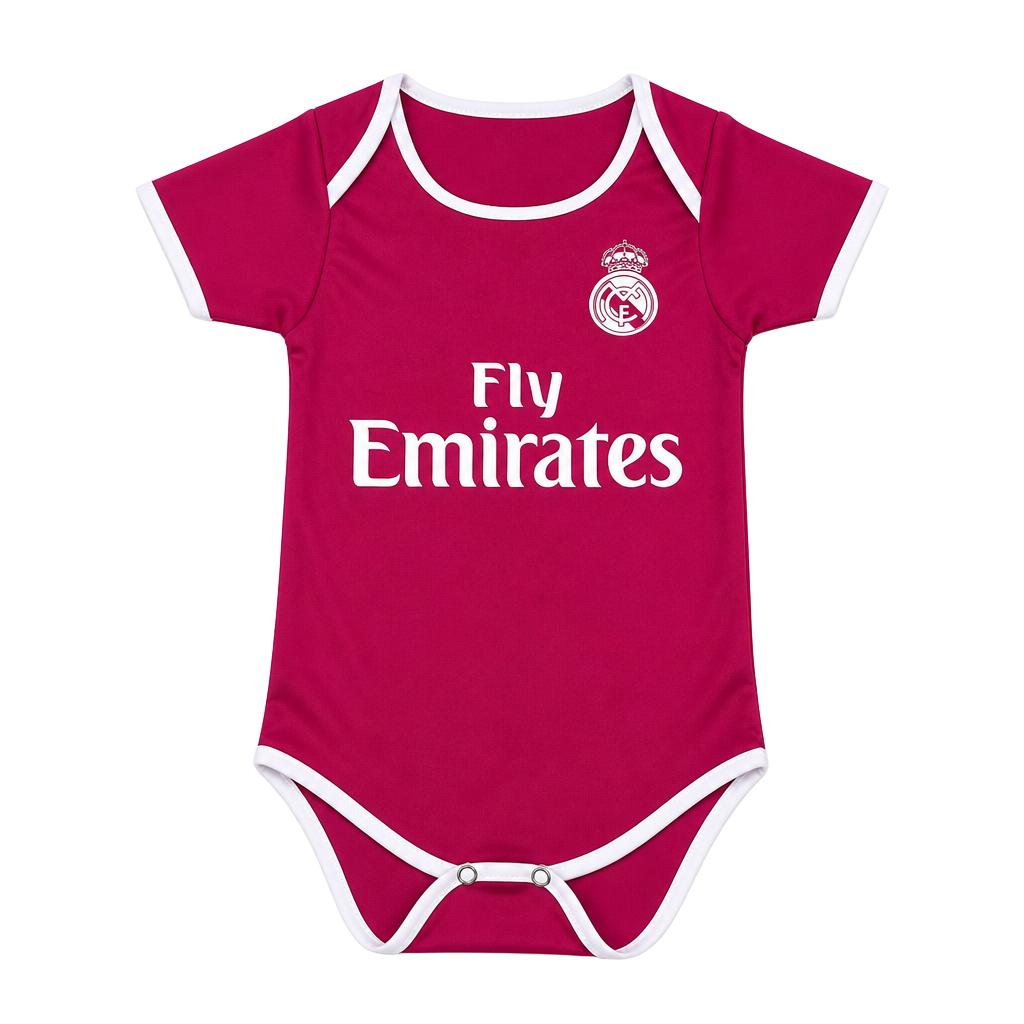 Real Madrid Pink Fly Emirates Baby Bodysuit Onesie Size 12 Months 1