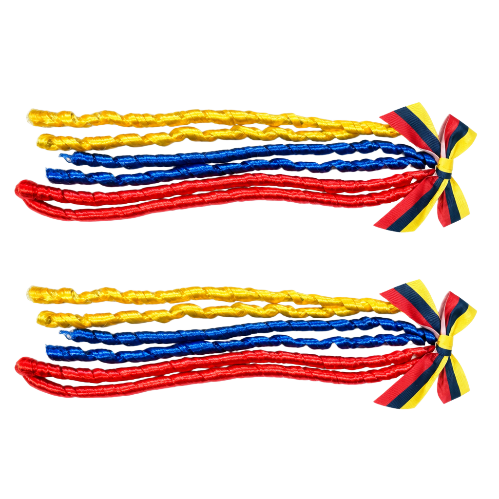 Princess Red Blue Yellow Ribbon Bow Hair Extension Clips Set of 2 1