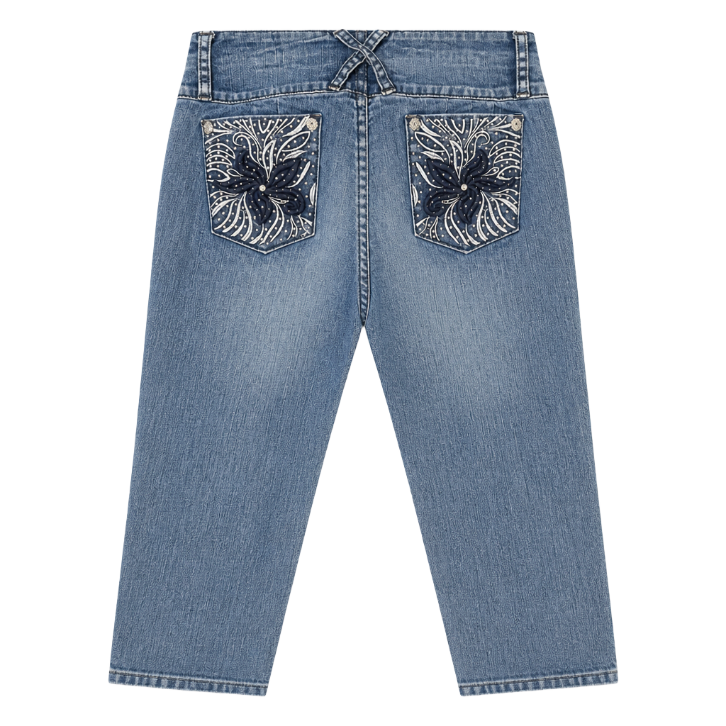 Chiros Jeans Size 8 Blue Embroidered Rhinestone Skinny 1