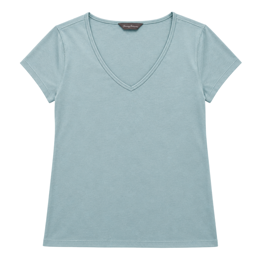 Tommy Bahama V-Neck T-Shirt Size L (12/14) Light Blue Pima Cotton 1