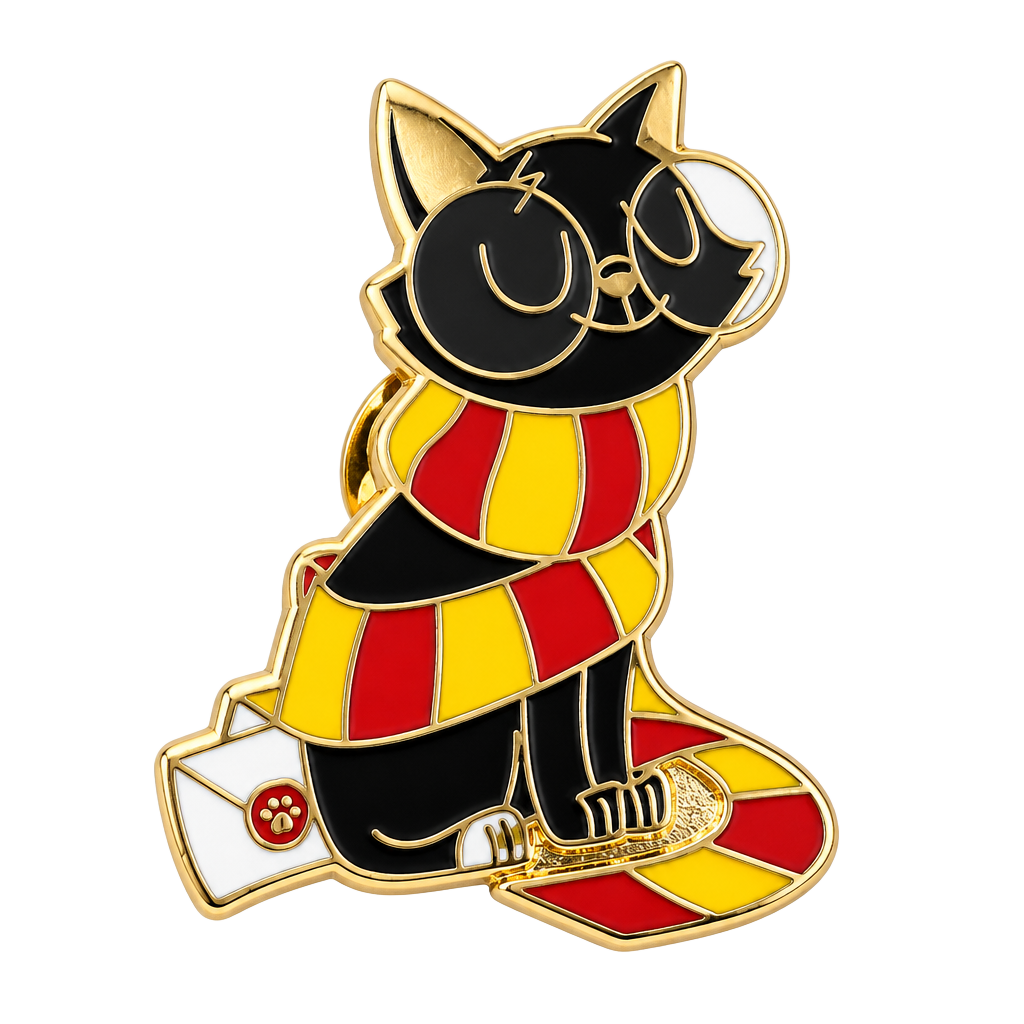Harry Potter Inspired Black Cat Gryffindor Scarf Enamel Pin 1