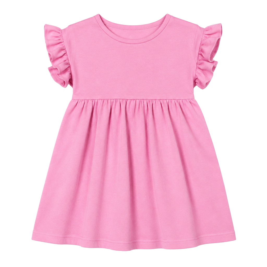 (554) Cat & Jack Pink Flutter Sleeve Knit Dress Size 4t 1