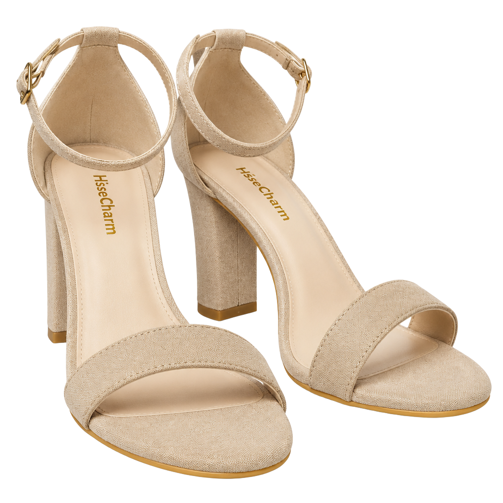 Heels Charm Ankle Strap Block Heel Sandals Tan Size 8.5M 1