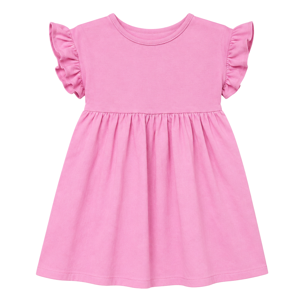 (554) Cat & Jack Pink Flutter Sleeve Knit Dress Size 4t 1