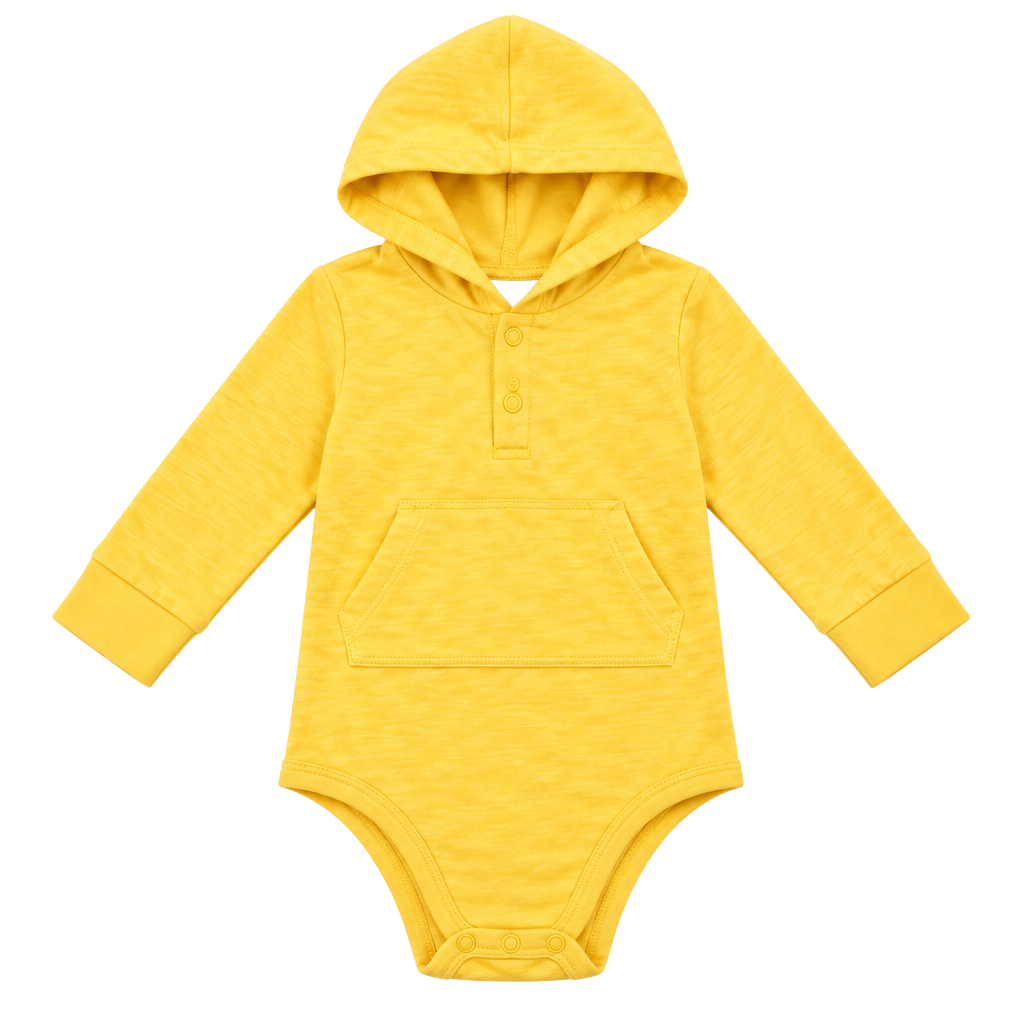 (517) First Impressions Hooded Bodysuit Size 12M Yellow 1