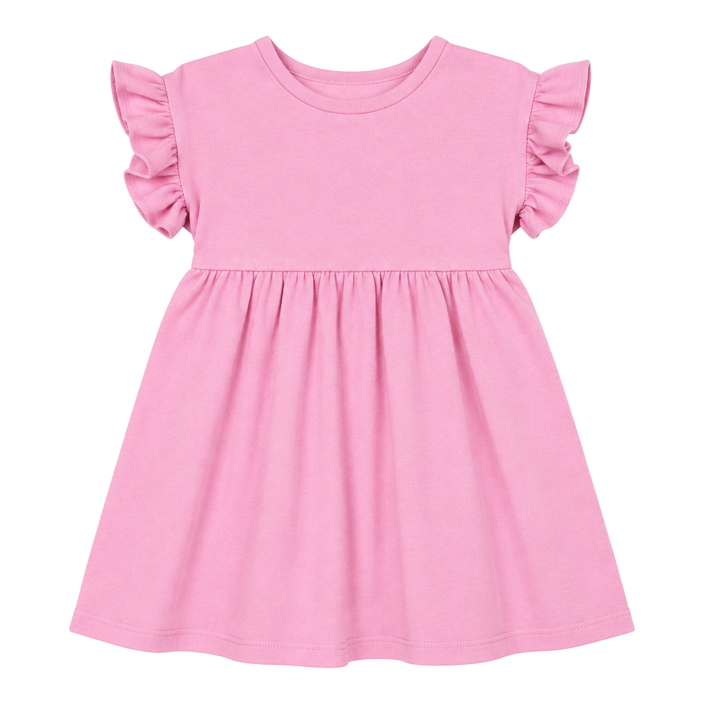(558) Cat & Jack Pink Flutter Sleeve Knit Dress Size 2t 1