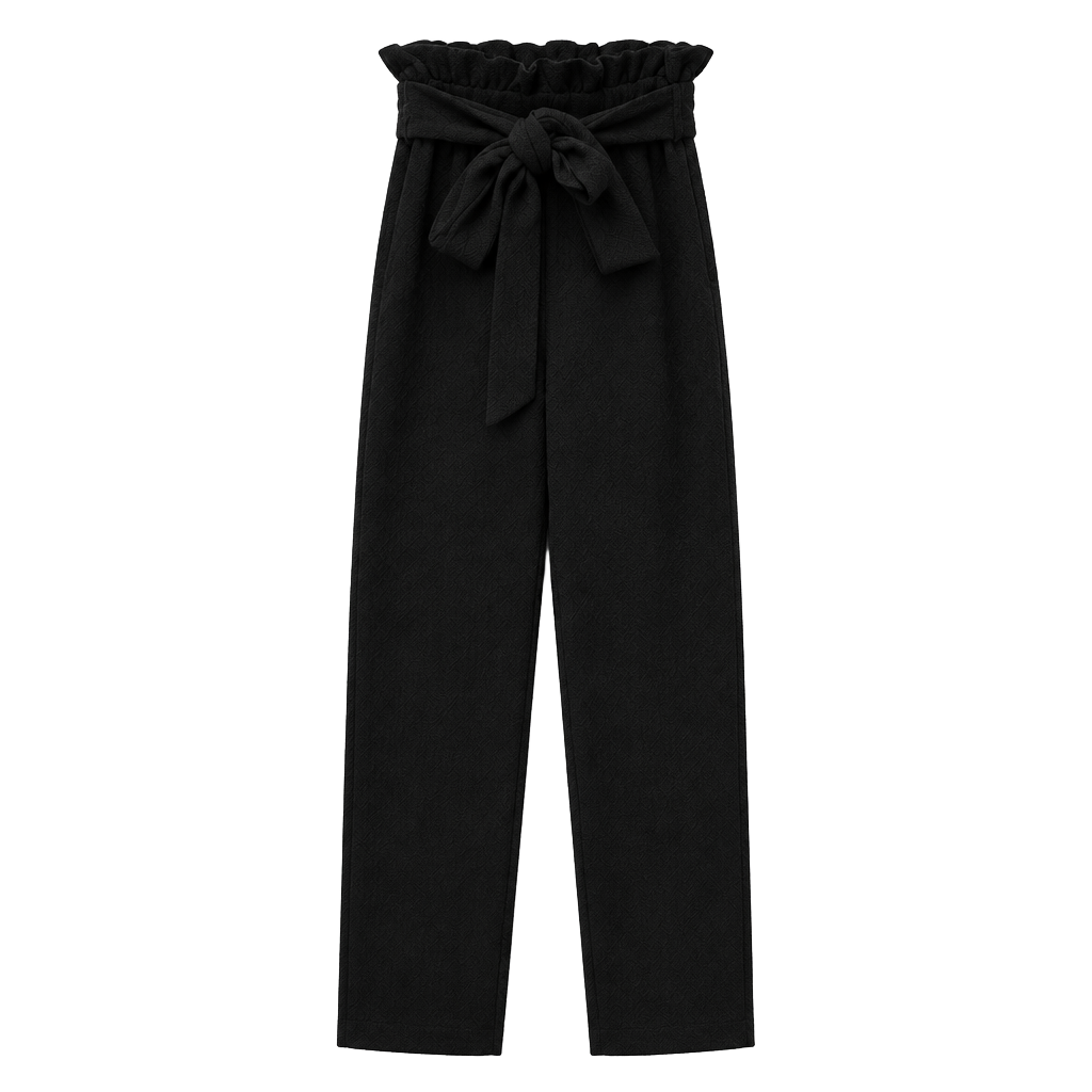 SHEIN Paperbag Waist Pants Black 1