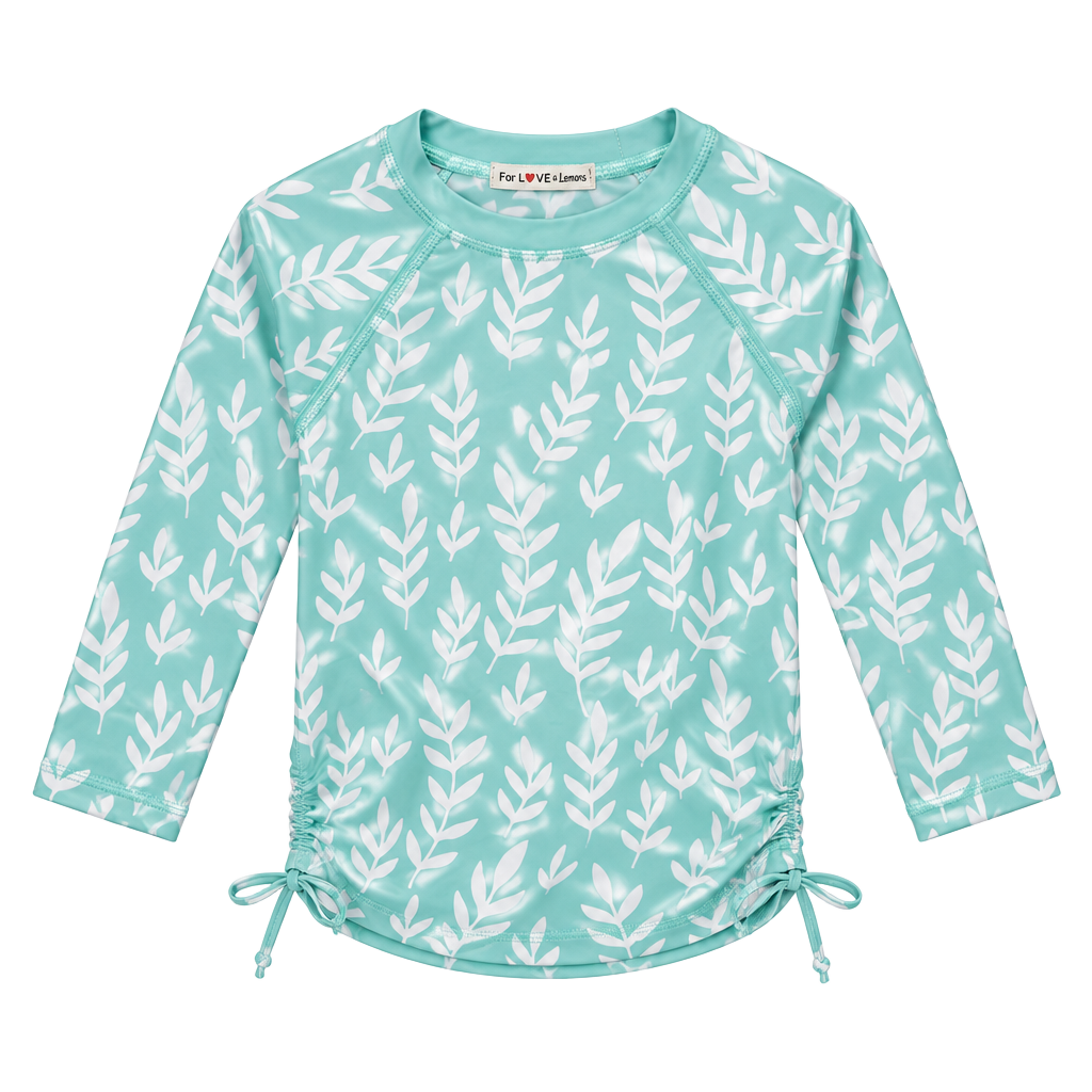 For Love child’s swim top Size 5-6T Teal Leaf 1