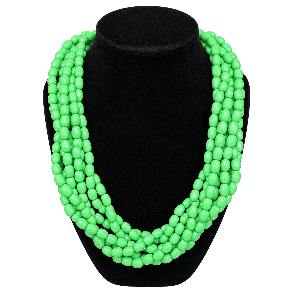Talbots Chunky Lime Green Multi Strand Beaded Statement Necklace 1