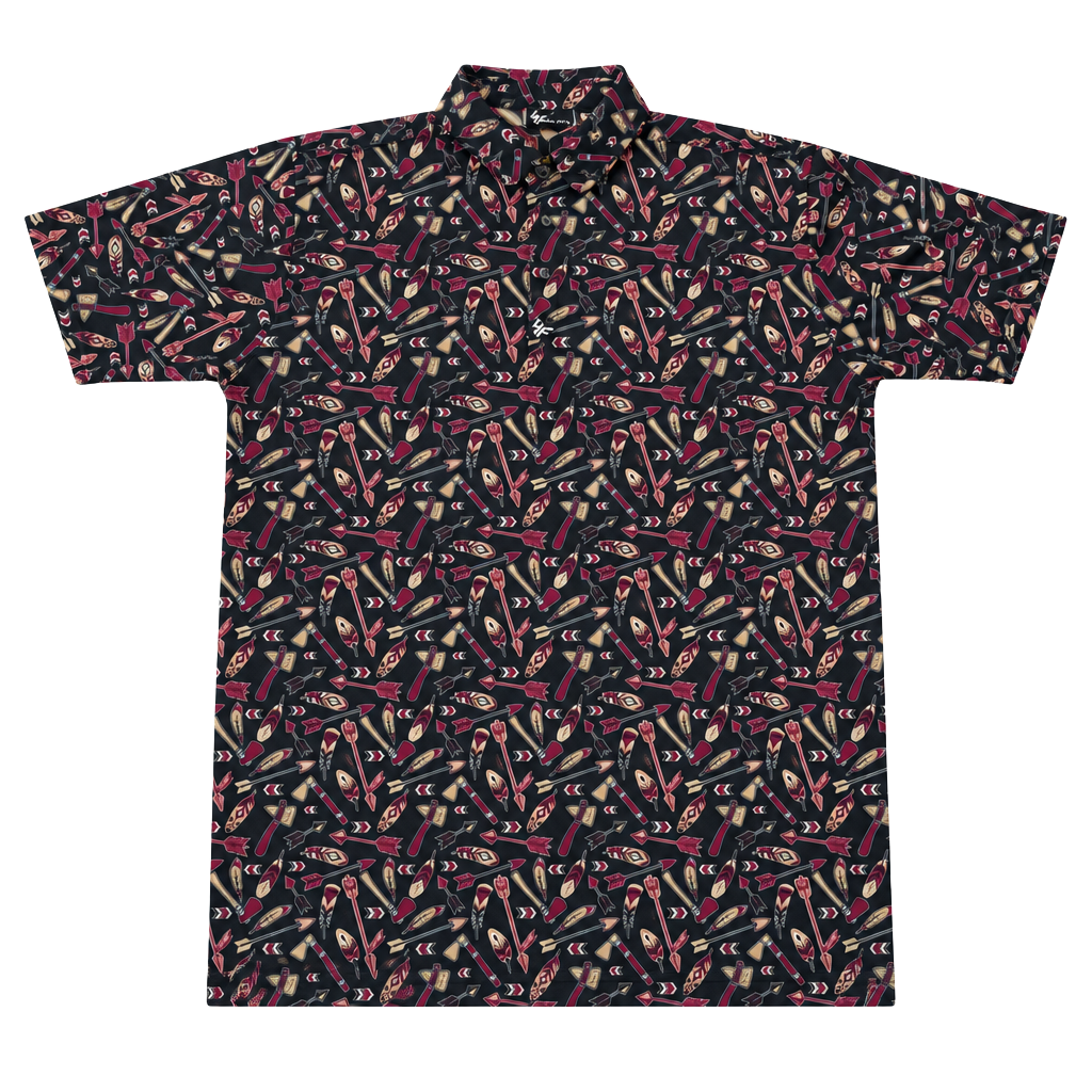 4Fore Fans Golf Polo Shirt Size S Black Arrow Feather Print 1