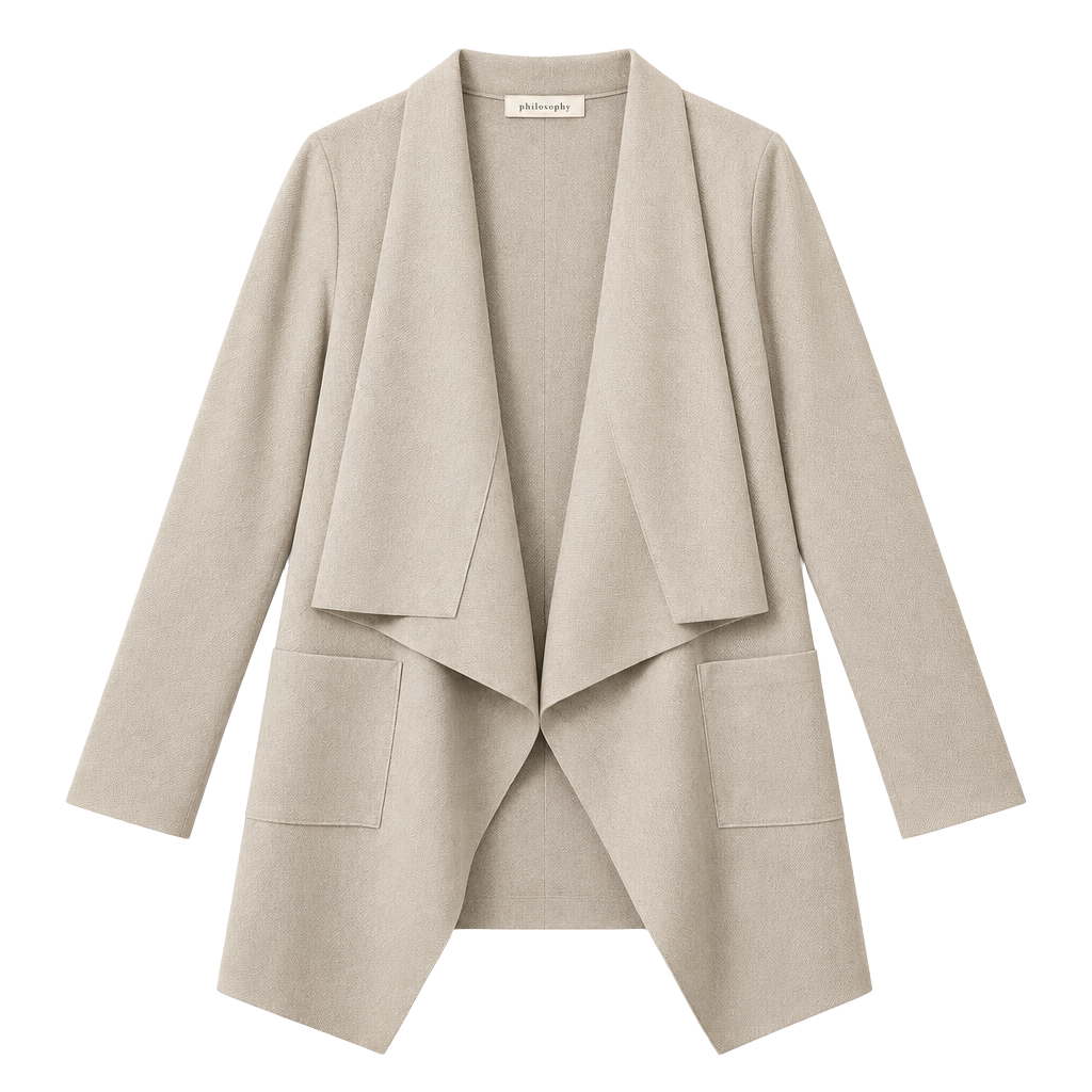 Philosophy Republic Clothing Open Front Jacket Size S Tan Faux Suede 1