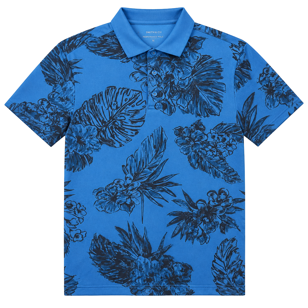 Under Armour The Playoff Polo Size S Blue Floral Golf Shirt 1
