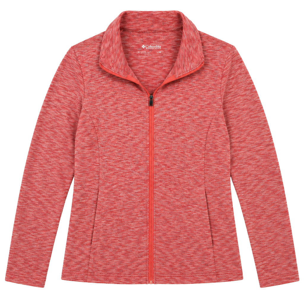 Columbia Full Zip Jacket Size L Coral Pink Marled Fleece Long Sleeve 1
