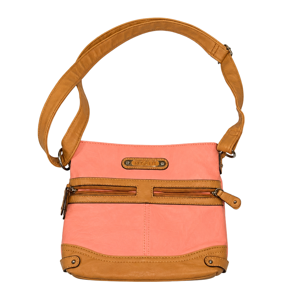 Rosetti Crossbody Handbag Salmon Pink and Brown 1
