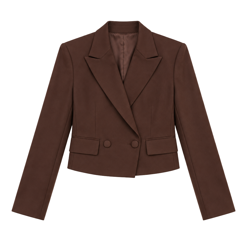 Zara Chocolate Brown Cropped Double Breasted Blazer XS 1