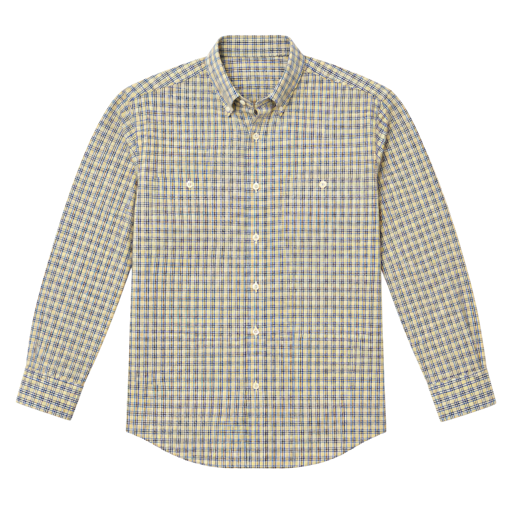Orvis Country Twill Plaid Button Down Shirt Size M Blue Yellow Green 1